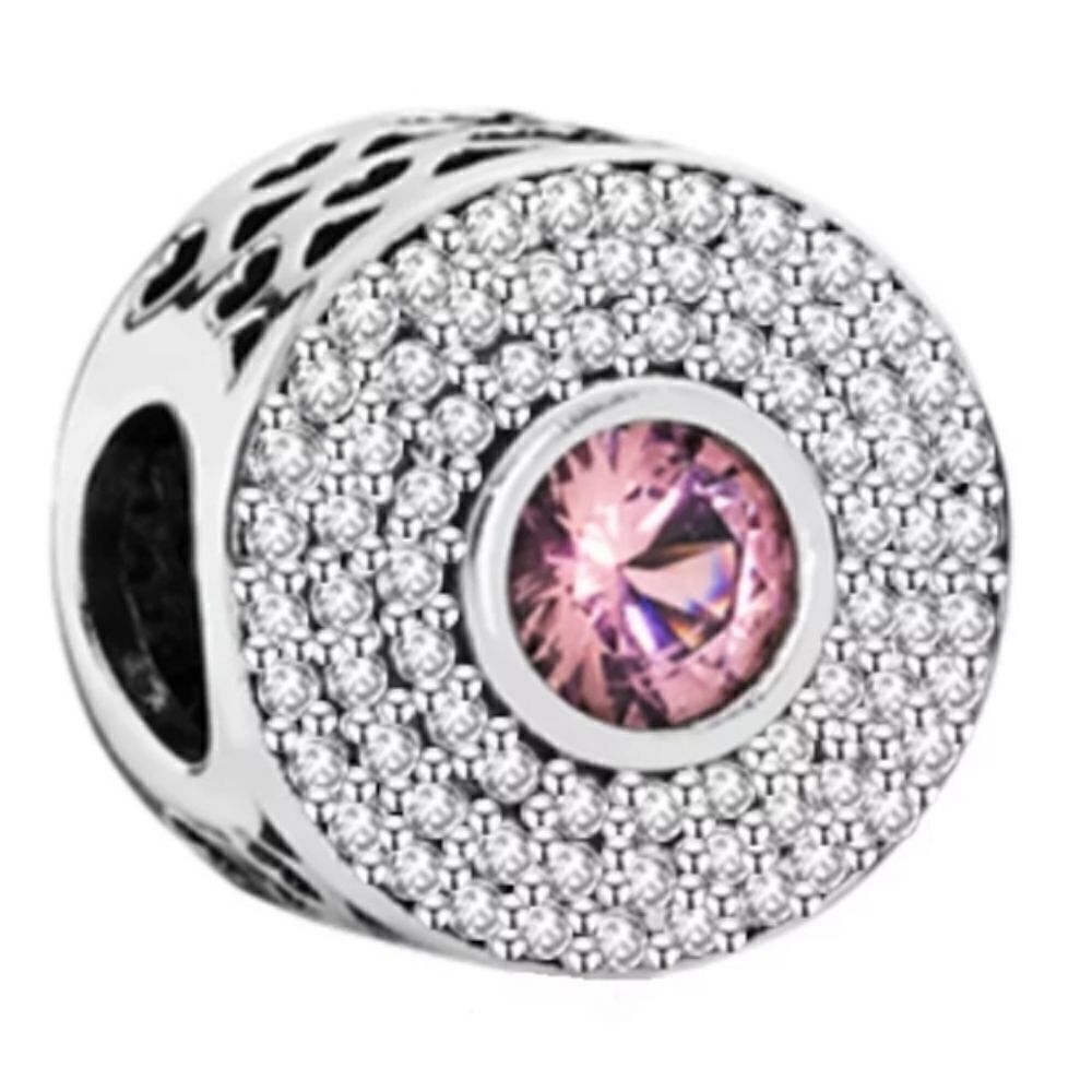 925 Sterling Silver Pink Wave Charm